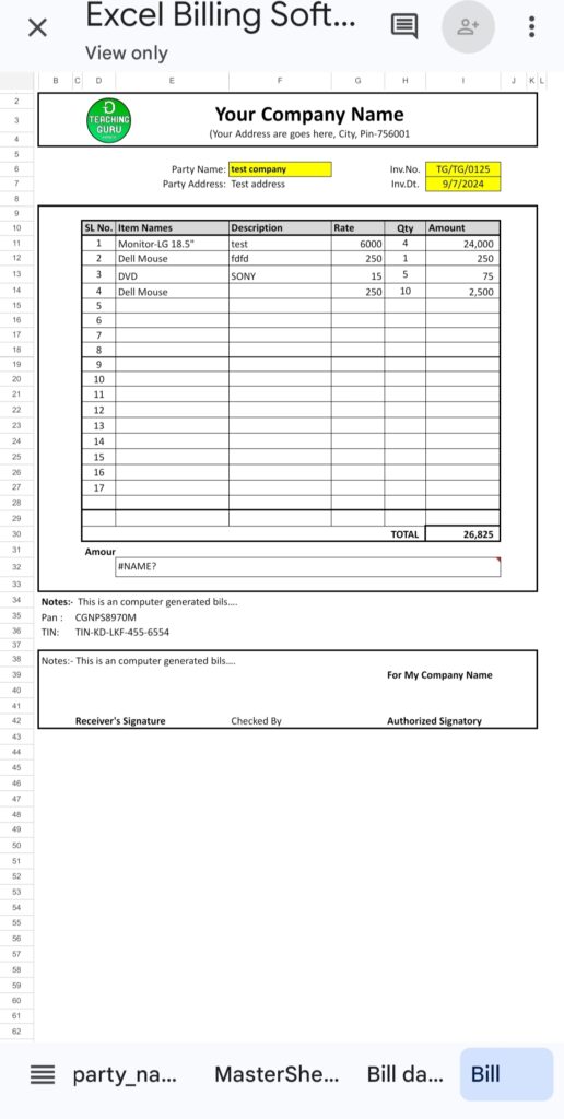Excel billing software, Excel software, Excel tutorial, Free excel, free excel software Free Excel Billing Software Download